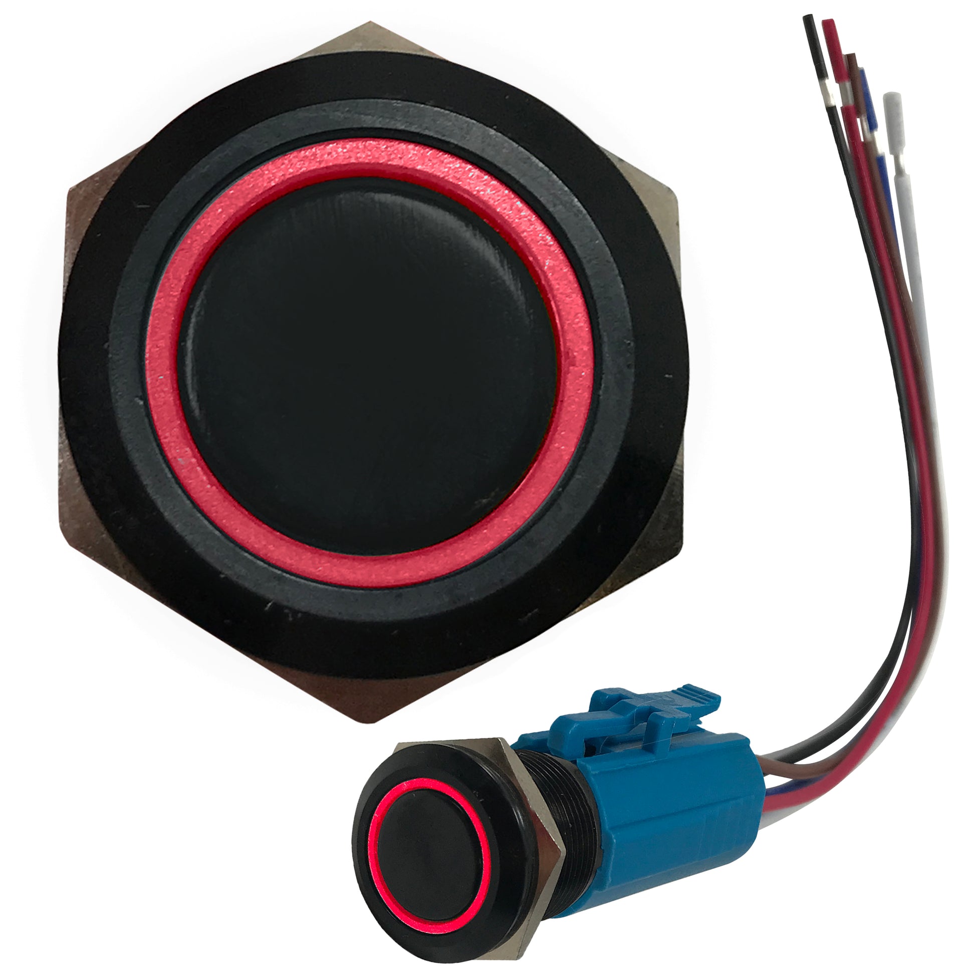 Red LED Black Metal Latching Push Button Switch On Off 12V - 19mm Mounting