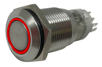 Red LED Stainless Metal Latching Push Button Switch On Off 12V - 19mm Mounting