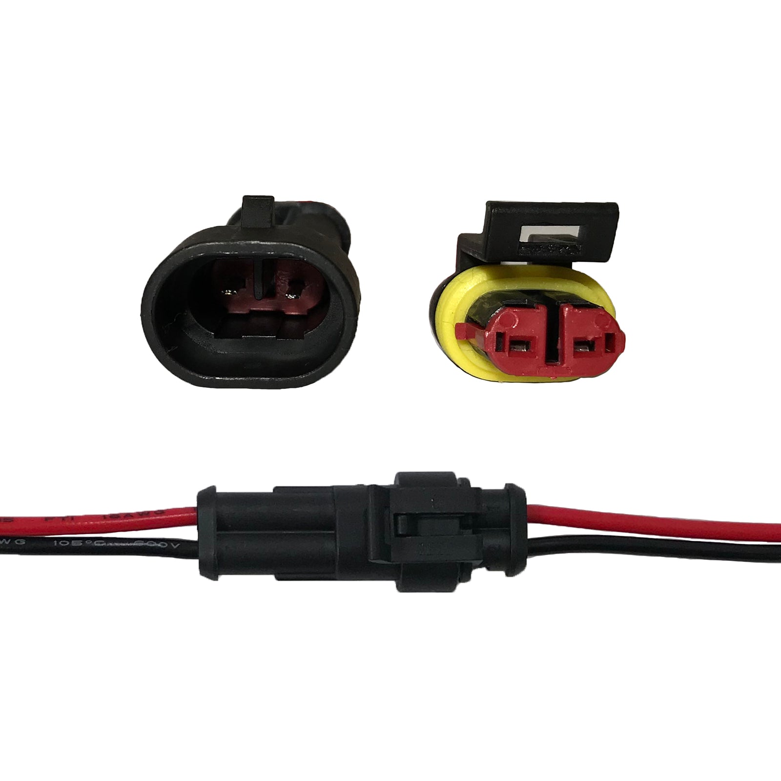 Waterproof 2 Pin 12 Gauge Plug In M/F Connector