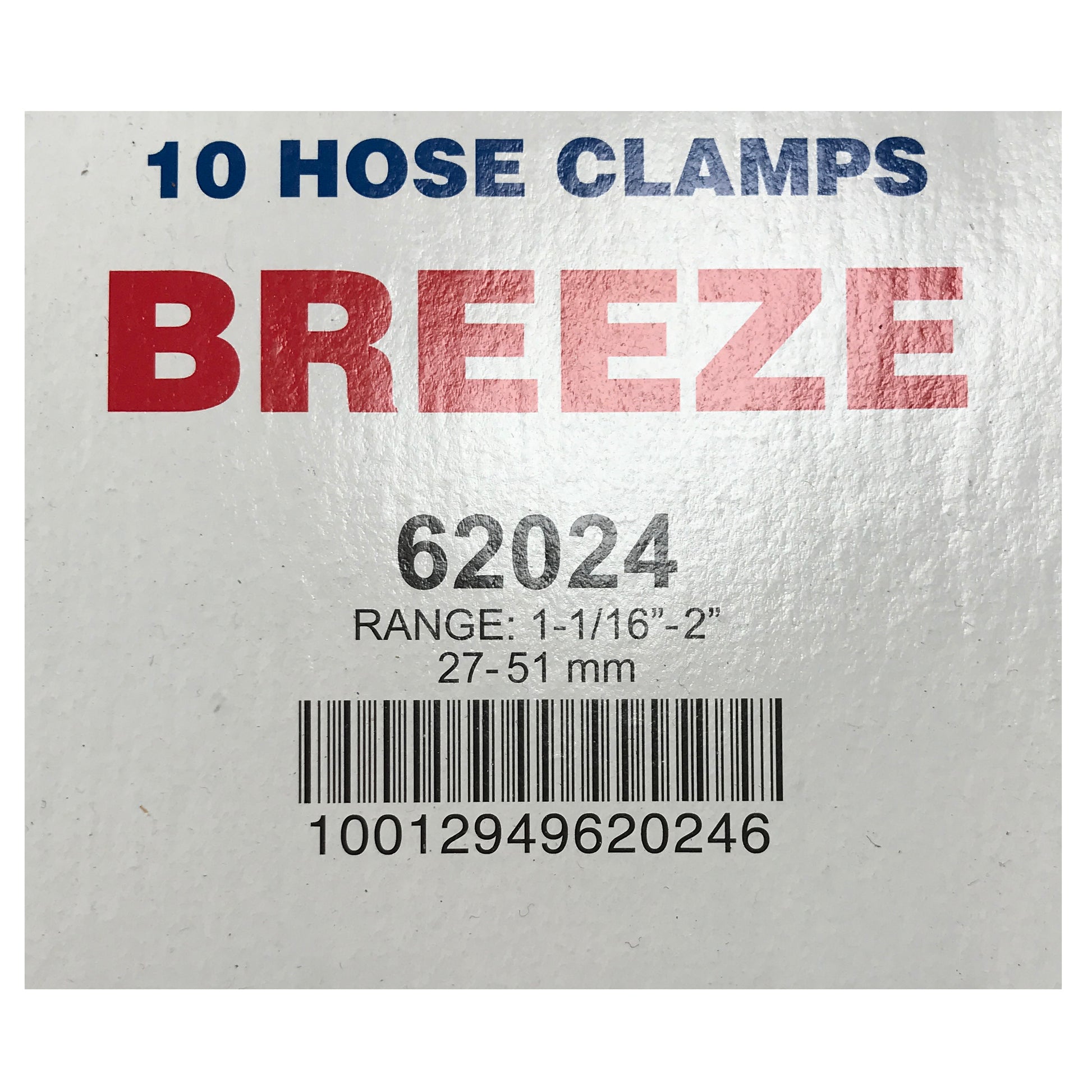 Box of 100 SAE #24 Stainless Steel 1-1/16 to 2" Worm Gear Hose Clamp 1/2 Band
