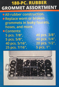 180 Piece Rubber Grommet Eyelet Ring Gasket Assortment Kit