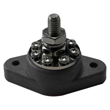 8 Point Power Distribution Post 3/8" Black With Black Insulating Boot & Clear Disc