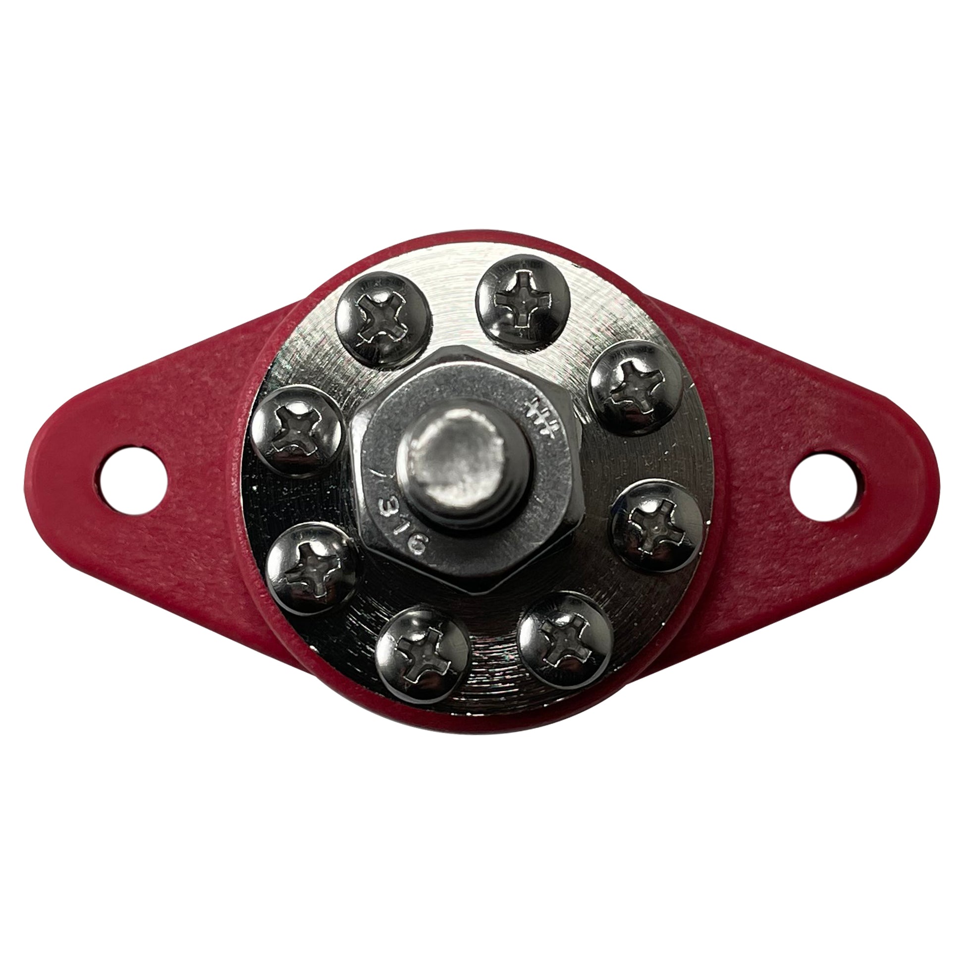 8 Point Power Distribution Post 3/8" Red With Red Insulating Boot & Clear Disc