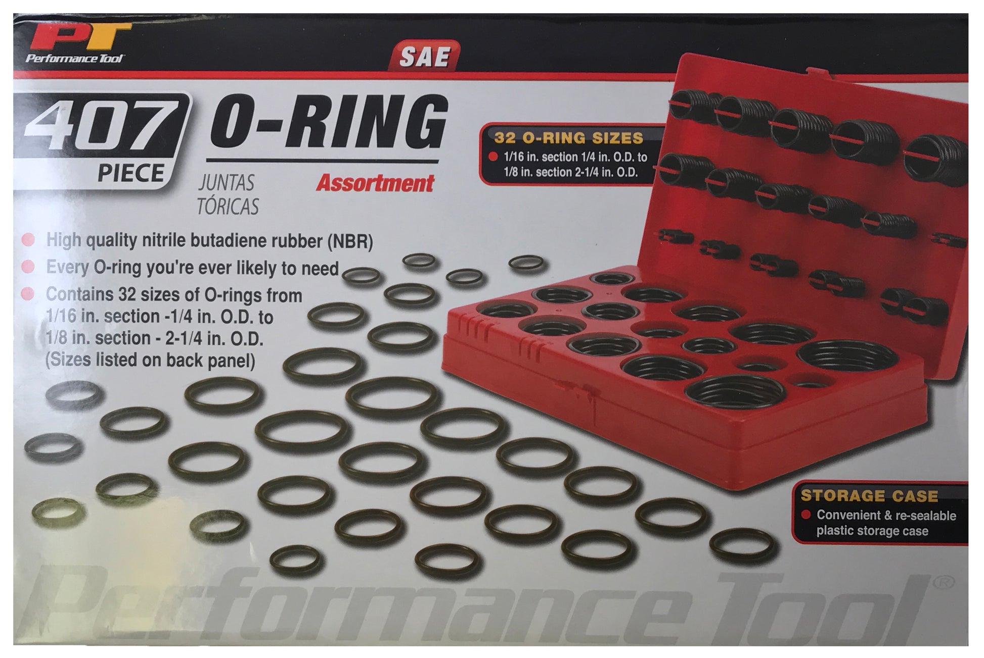 382 Piece Black Automotive SAE O-Ring Seal Assortment Kit