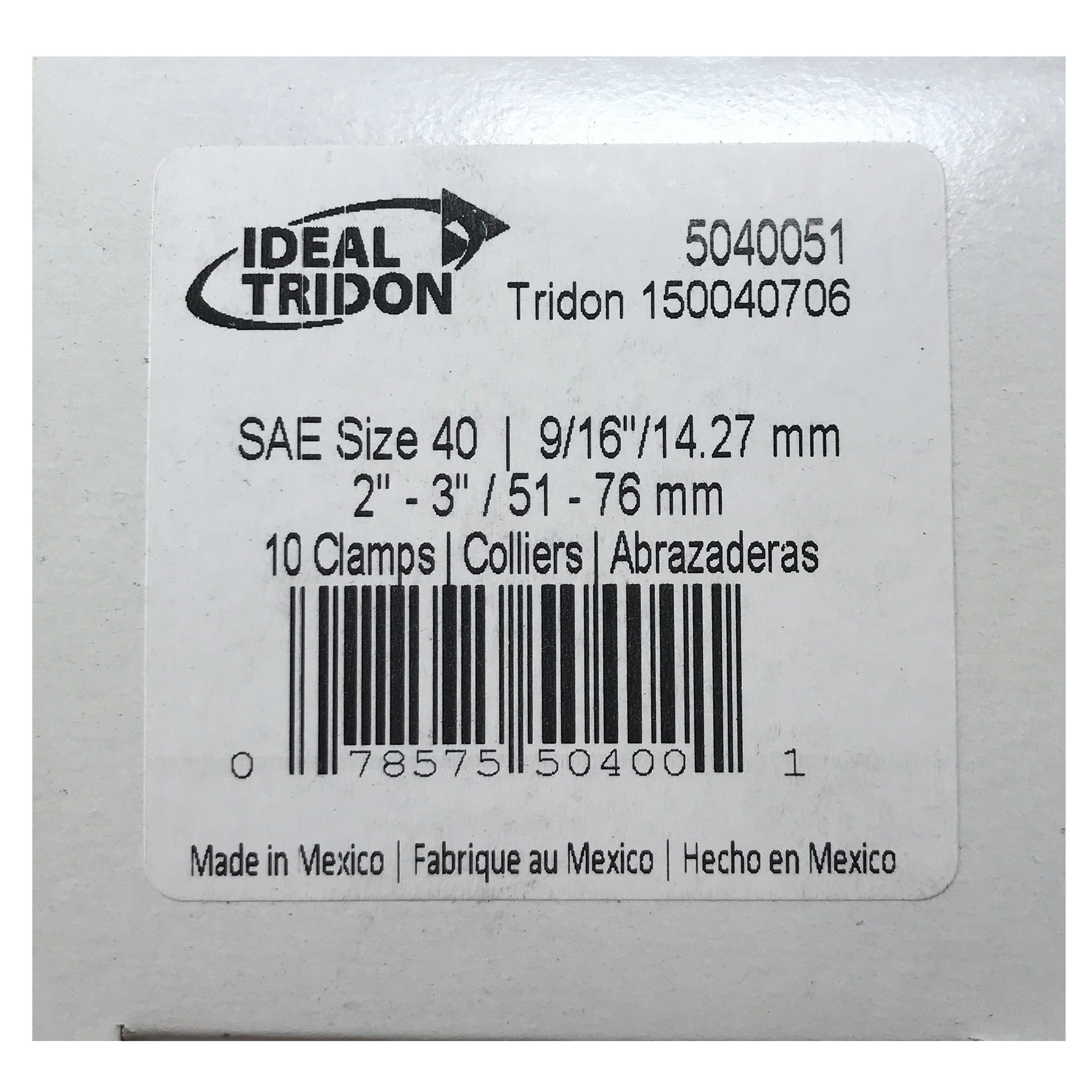 Box of 10 SAE #40 Stainless Steel 2" to 3" Worm Gear Hose Clamp 9/16" Band