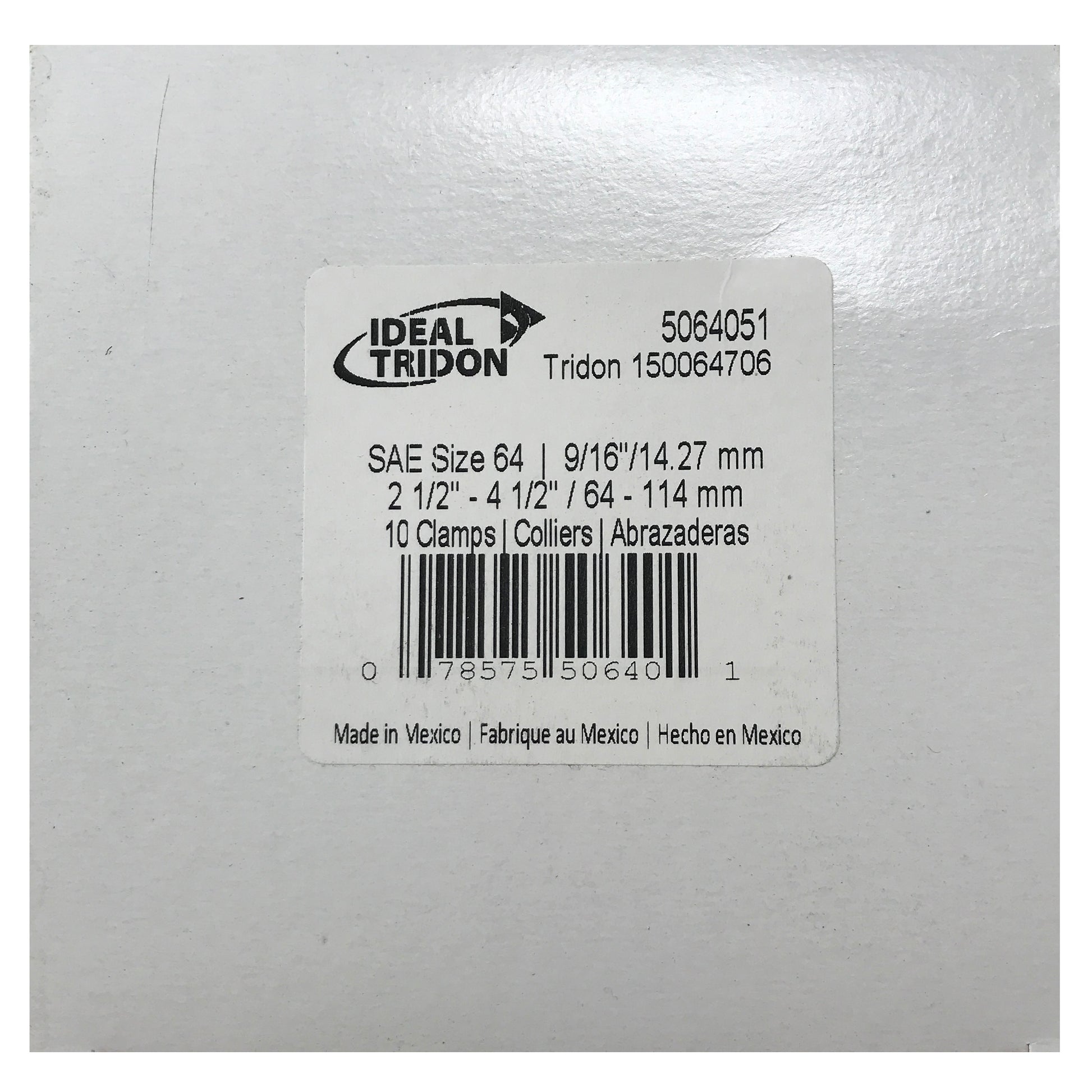 Box of 10 SAE #64 Stainless Steel 2 1/2" - 4 1/2" Worm Gear Hose Clamp 9/16 Band