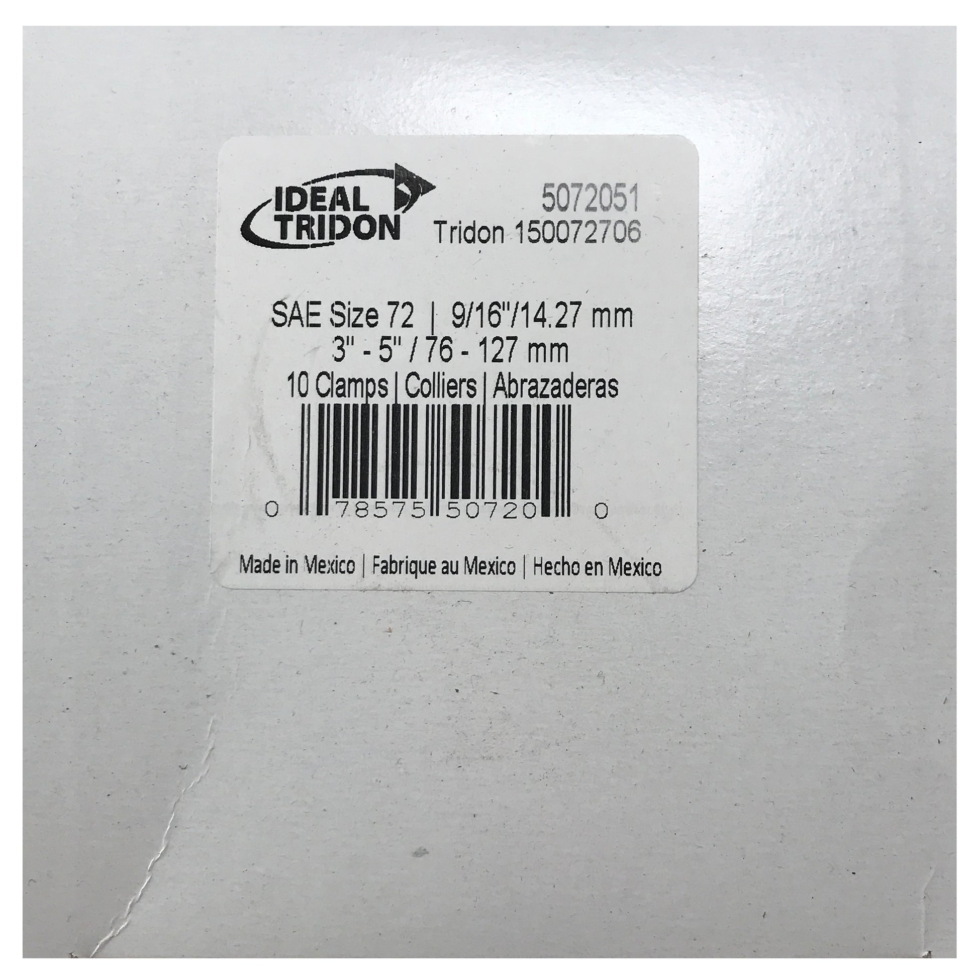 Box of 10 SAE #72 Stainless Steel 3" to 5" Worm Gear Hose Clamp 9/16" Band