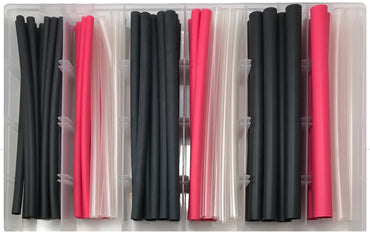 100 Piece Flexible Adhesive Glue Lined Heat Shrink Tubing Assortment