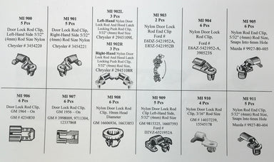 62 Piece Nylon Door Lock Rod End Clip Retainer Assortment Kit