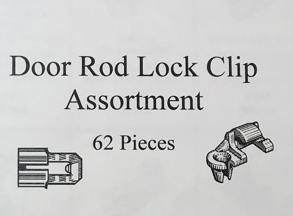 62 Piece Nylon Door Lock Rod End Clip Retainer Assortment Kit - Ford GM Chrysler Mazda