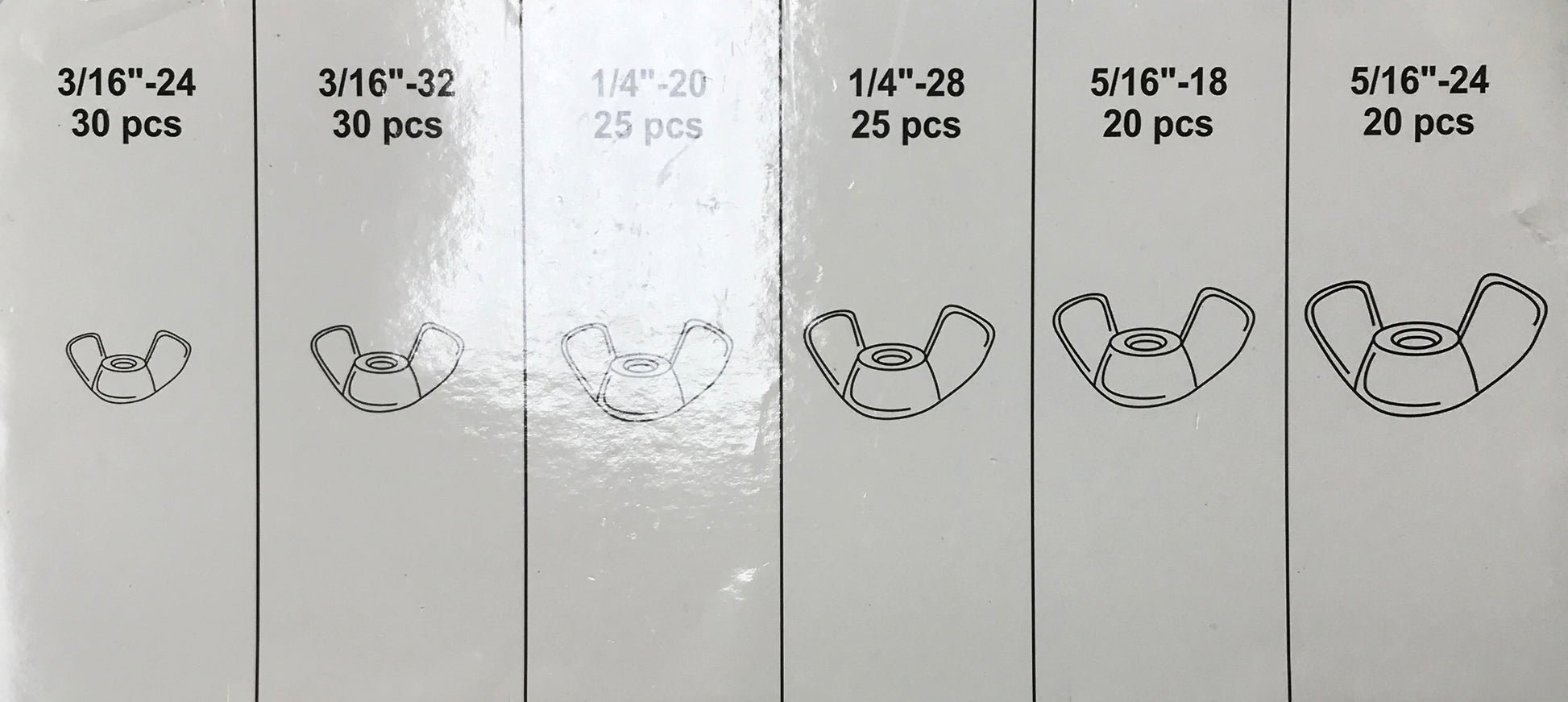 150 Piece Wing Nut Assortment Kit - 6 Popular Sizes