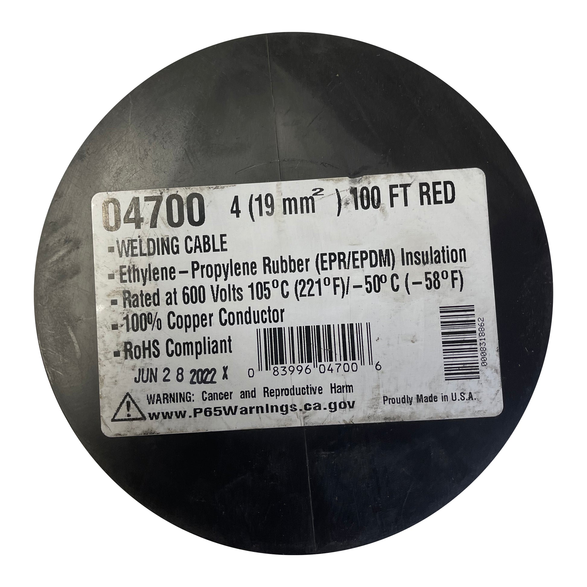 Red Welding Cable 4 AWG Gauge - 100' Ft.