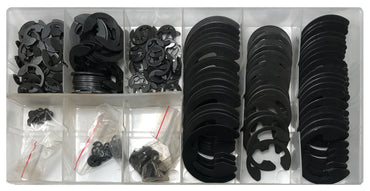 300 Piece Black Industrial E-Clip Assortment Kit