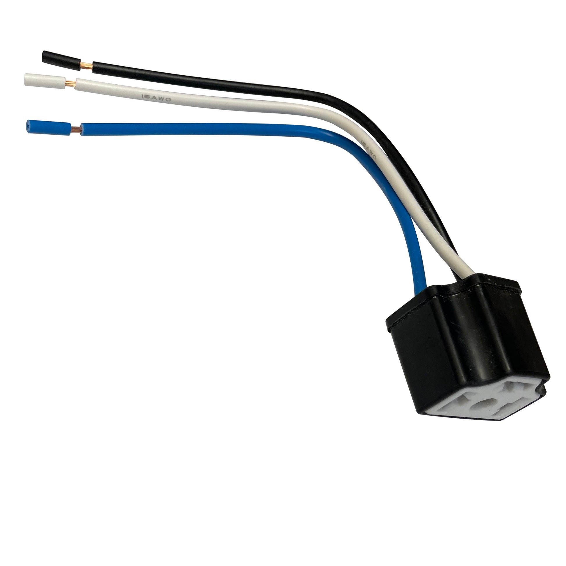 HD Headlamp Replacement Socket Plug Pigtail Harness Fits 9003 H4 Low Beam Bulb - 3 Wire