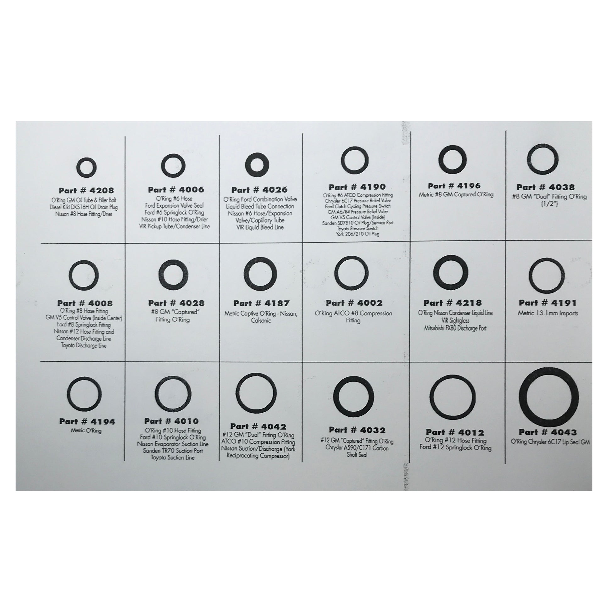 180 Piece O'Ring Assortment Kit for R12 & R134a A/C Systems - 18 Sizes