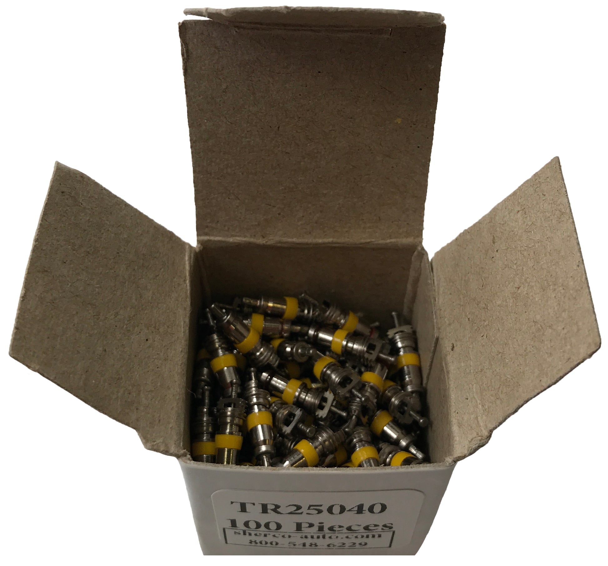 Replacement TPMS Nickel Plated Tire Valve Cores with Yellow Band - 100 Pieces