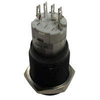 White LED Black Metal Latching Push Button Switch On Off 12V - 16mm Mounting