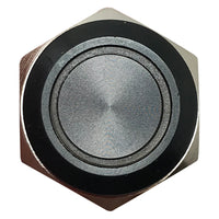White LED Black Metal Latching Push Button Switch On Off 12V - 16mm Mounting
