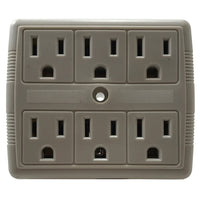 6 Outlet Electrical Multi Plug Wall Adapter Tap 3" x 5" Box 15A 125V [UL Listed]