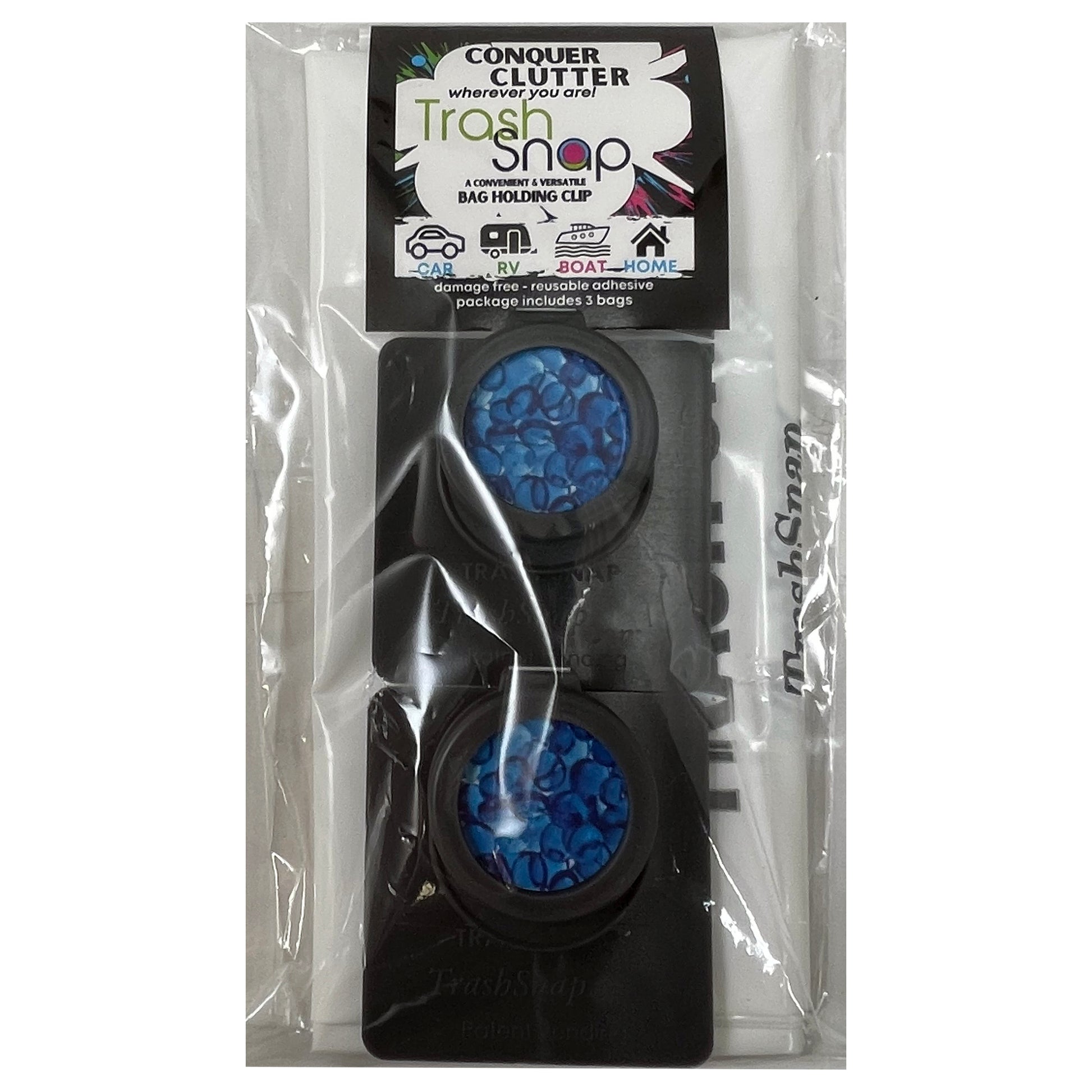 Blue Gem Logo - Trash Snap Bag Holding Clip - Includes 2 Holders & 4 Bags
