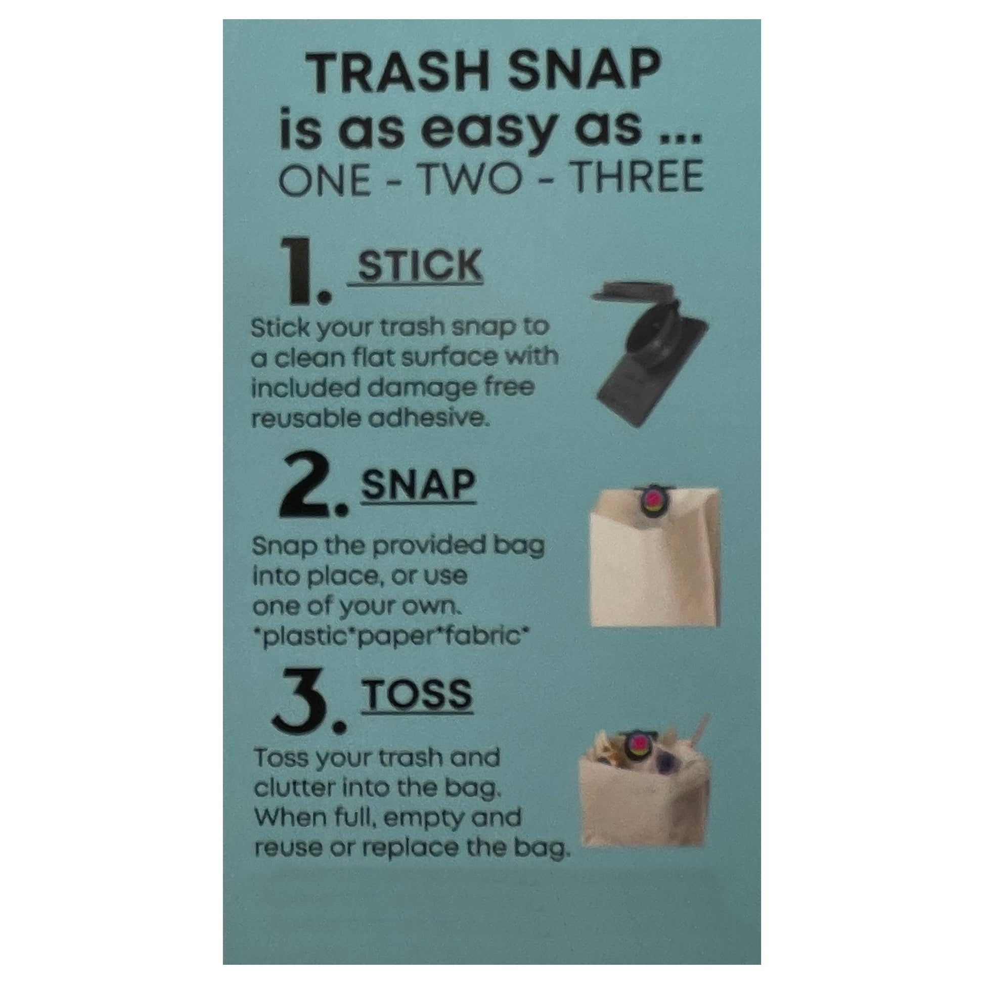 Blue Gem Logo - Trash Snap Bag Holding Clip - Includes 2 Holders & 4 Bags