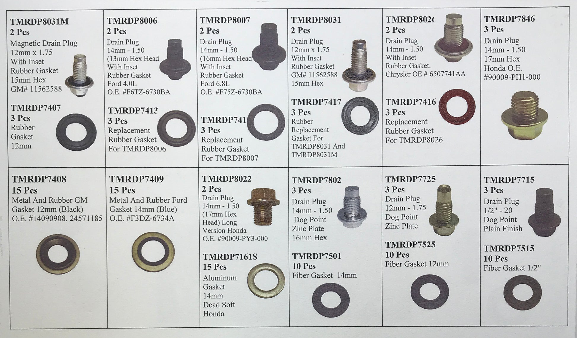 114 Piece Oil Drain Plug & Gasket Assortment Kit - "For Newer Car Applications"