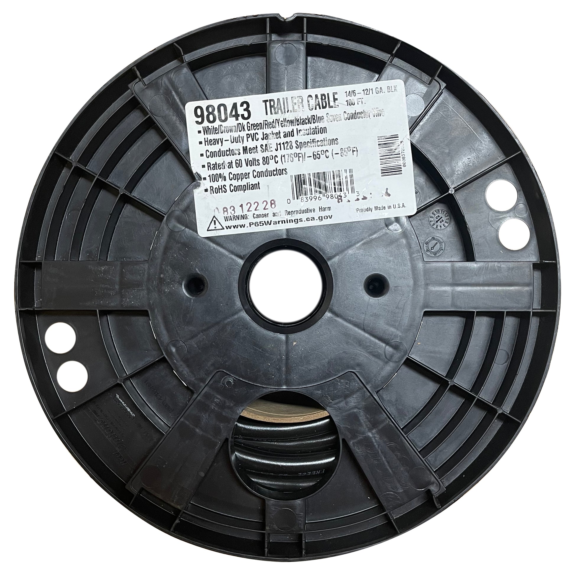 14/6-12/1 Trailer Wire - 100 FT Cable - WH RD GN BR BK YL BL