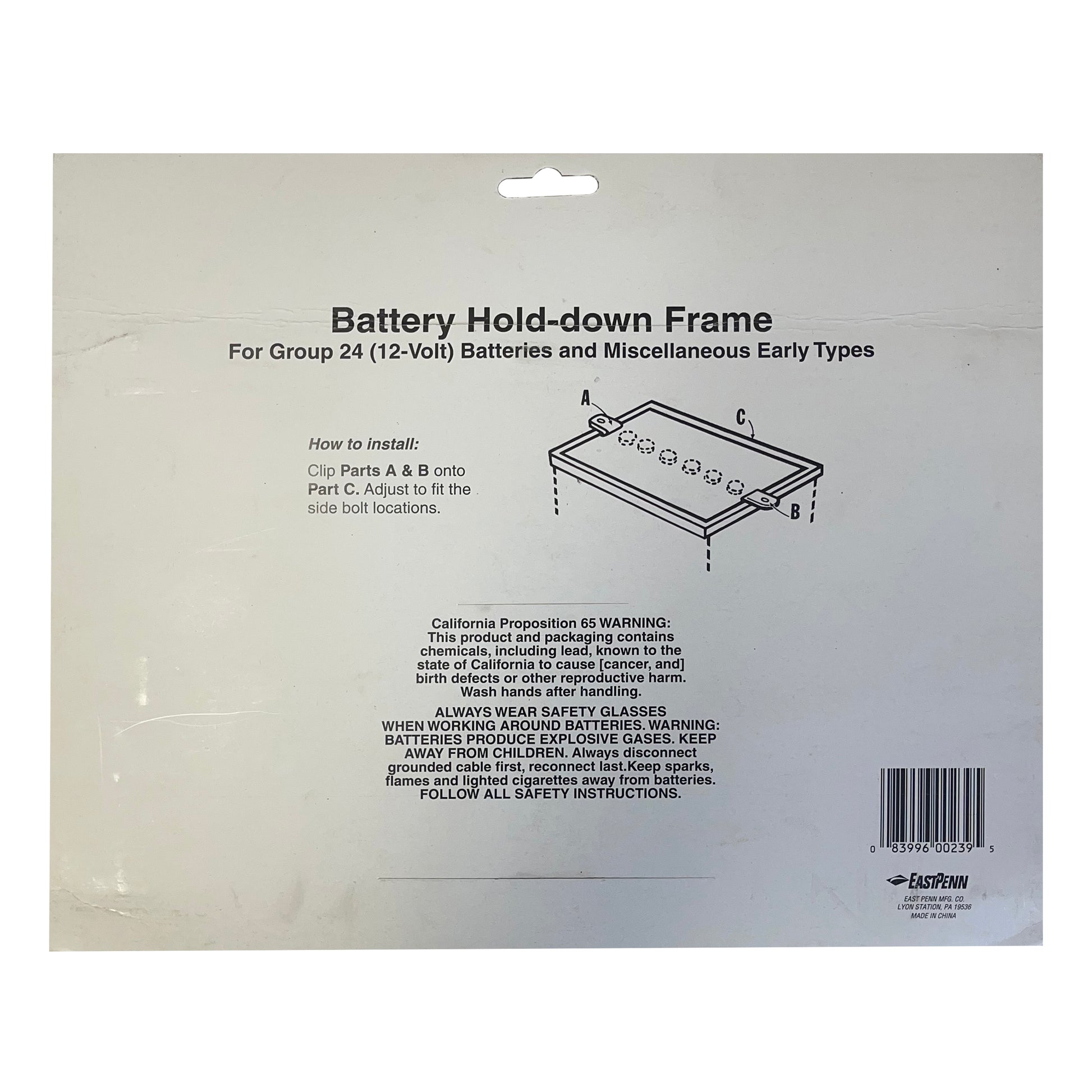Battery Hold Down Frame for Group 24 (12 V) Batteries