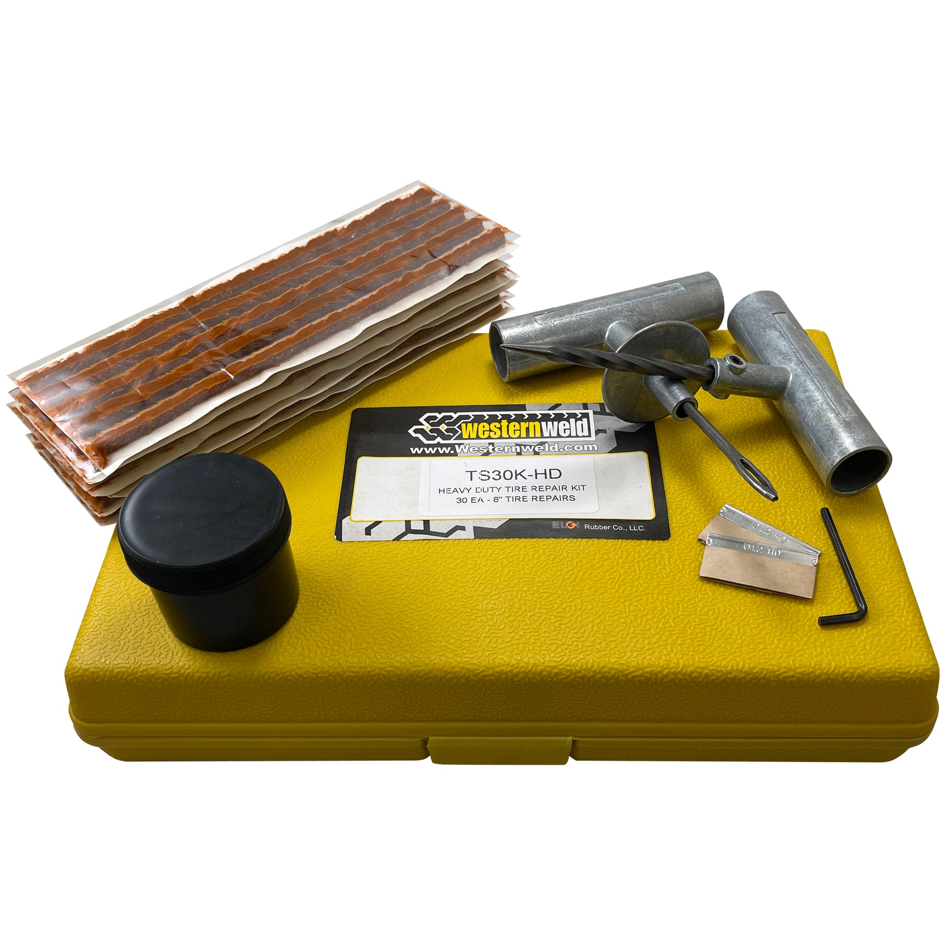 36 Piece Western Weld Heavy Duty Truck Flat Tire Repair Kit Plug & Patch Tool - USA
