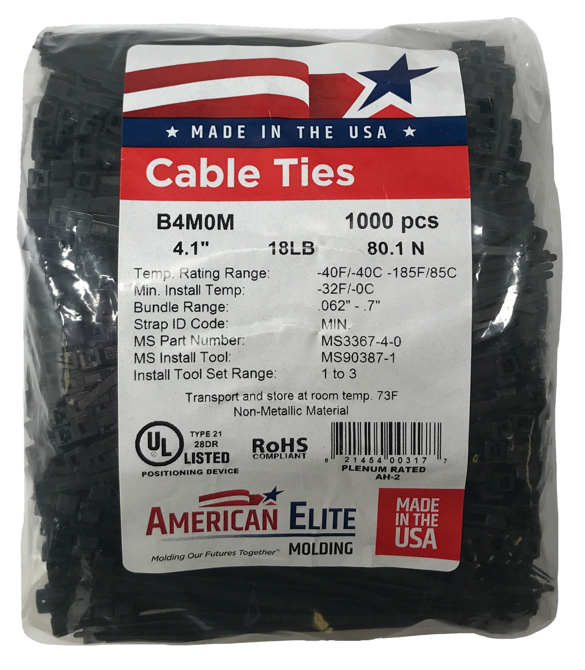 Standard Black 4" Inch Cable Ties 18 lbs - 100 Pack