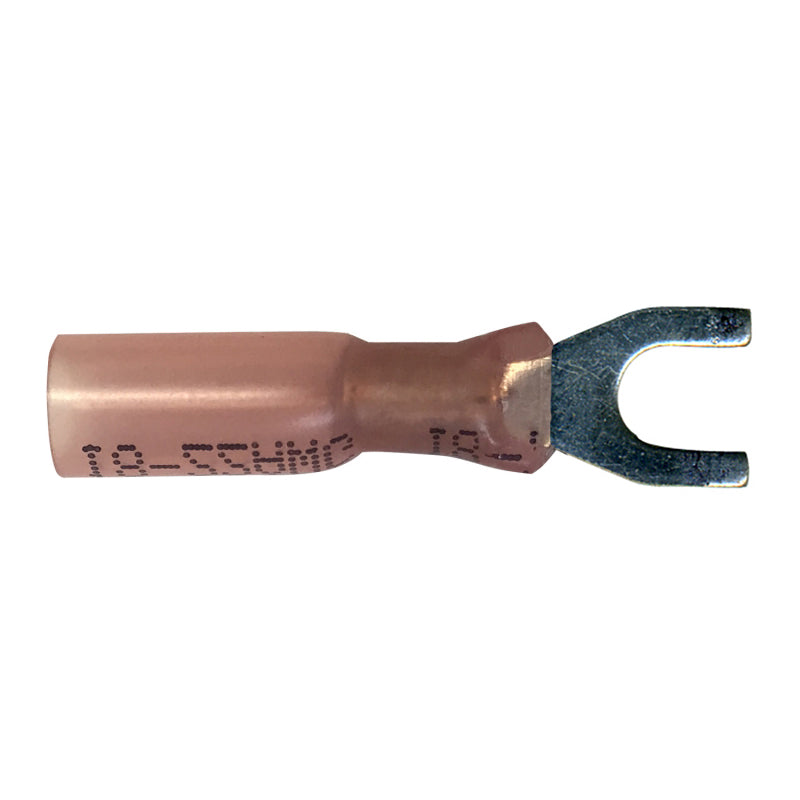 Heat Shrink & Crimp Red Spade Terminal 22-18 Gauge #4 Stud-100 PK
