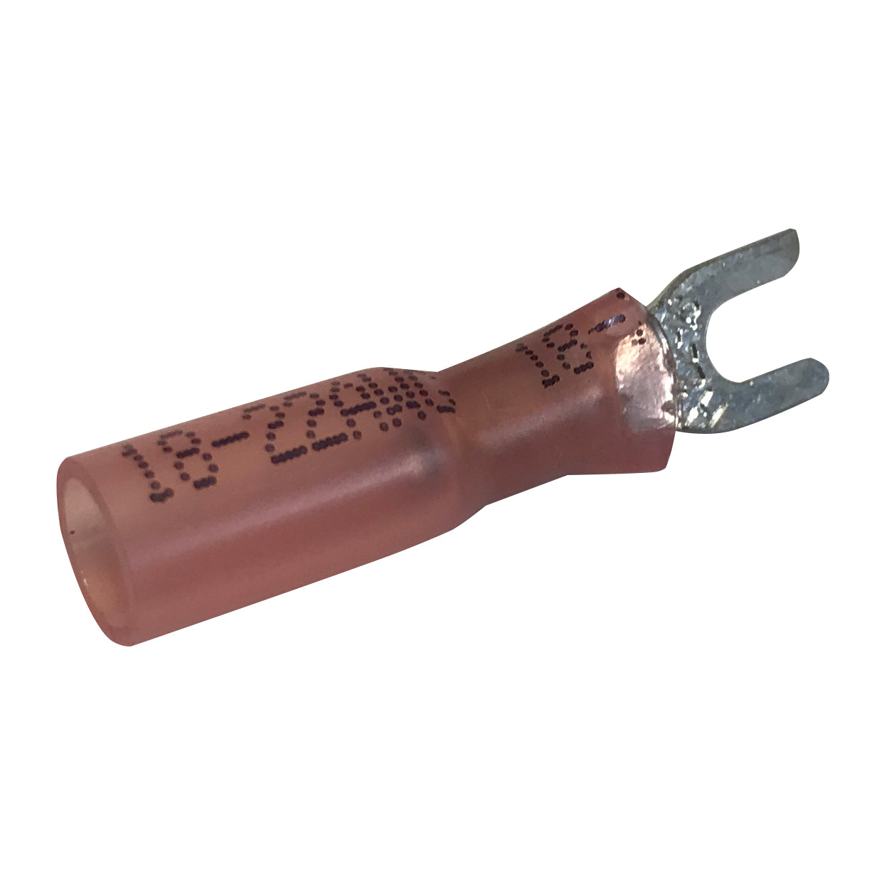 Heat Shrink & Crimp Red Spade Terminal 22-18 Gauge #4 Stud-100 PK