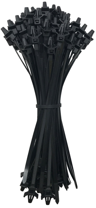 Arrow Head Push Mount Black 7" Inch Cable Ties 50 lbs - 100 Pack