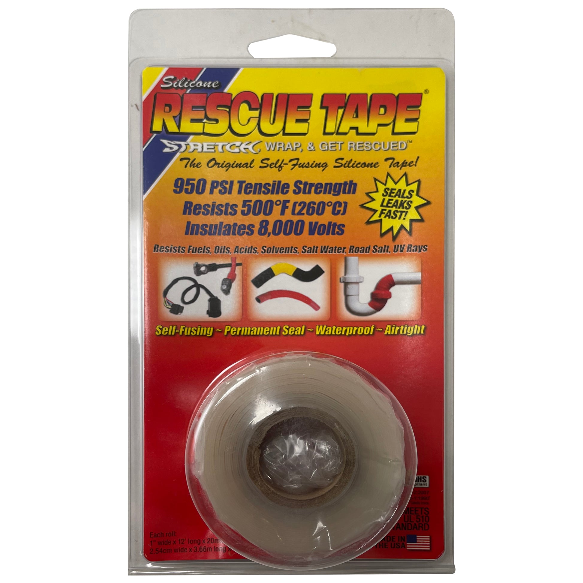 Clear Silicone Rescue Tape Self Fusing Waterproof Repair Wrap 1"W x 12'L x 20mm