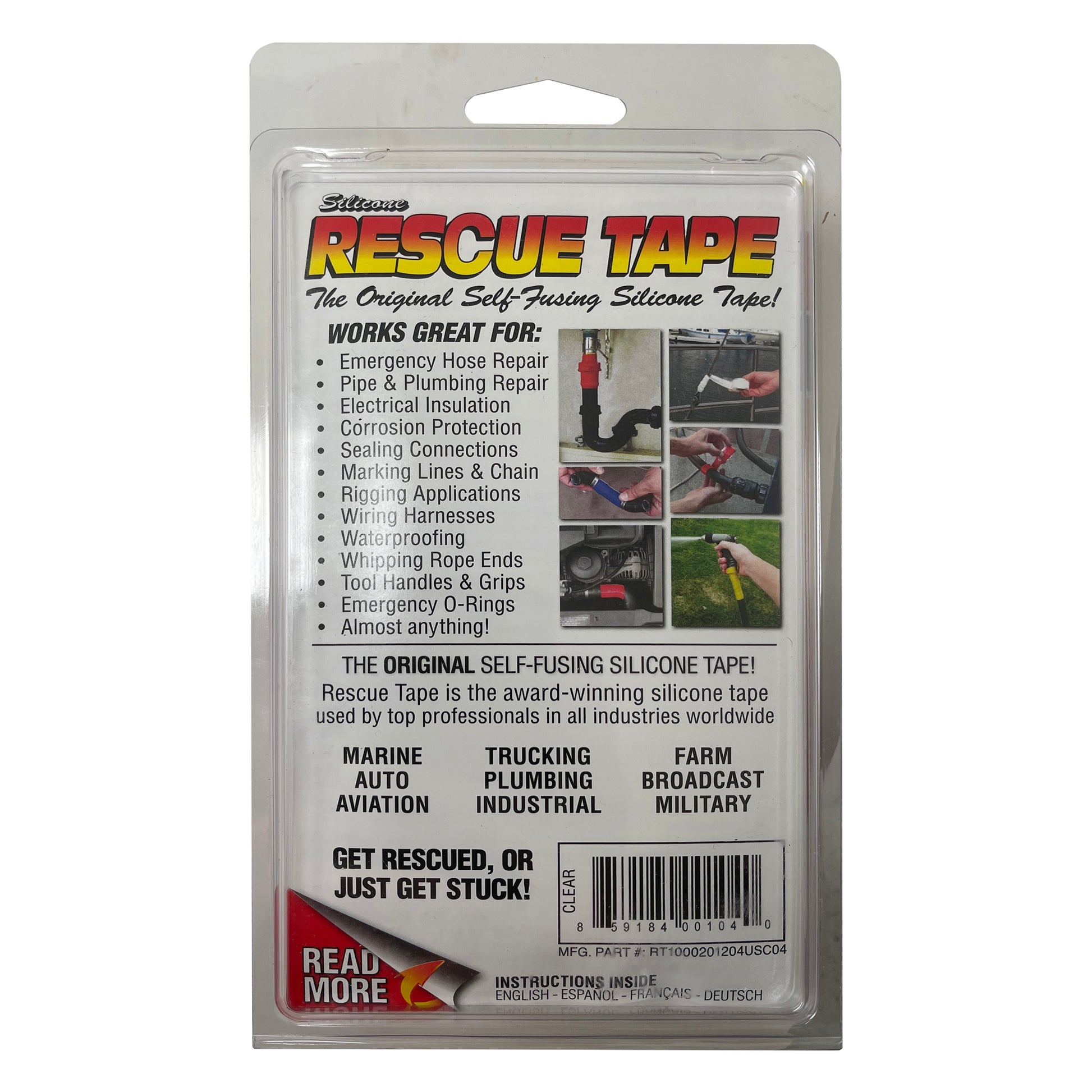 Clear Silicone Rescue Tape Self Fusing Waterproof Repair Wrap 1"W x 12'L x 20mm