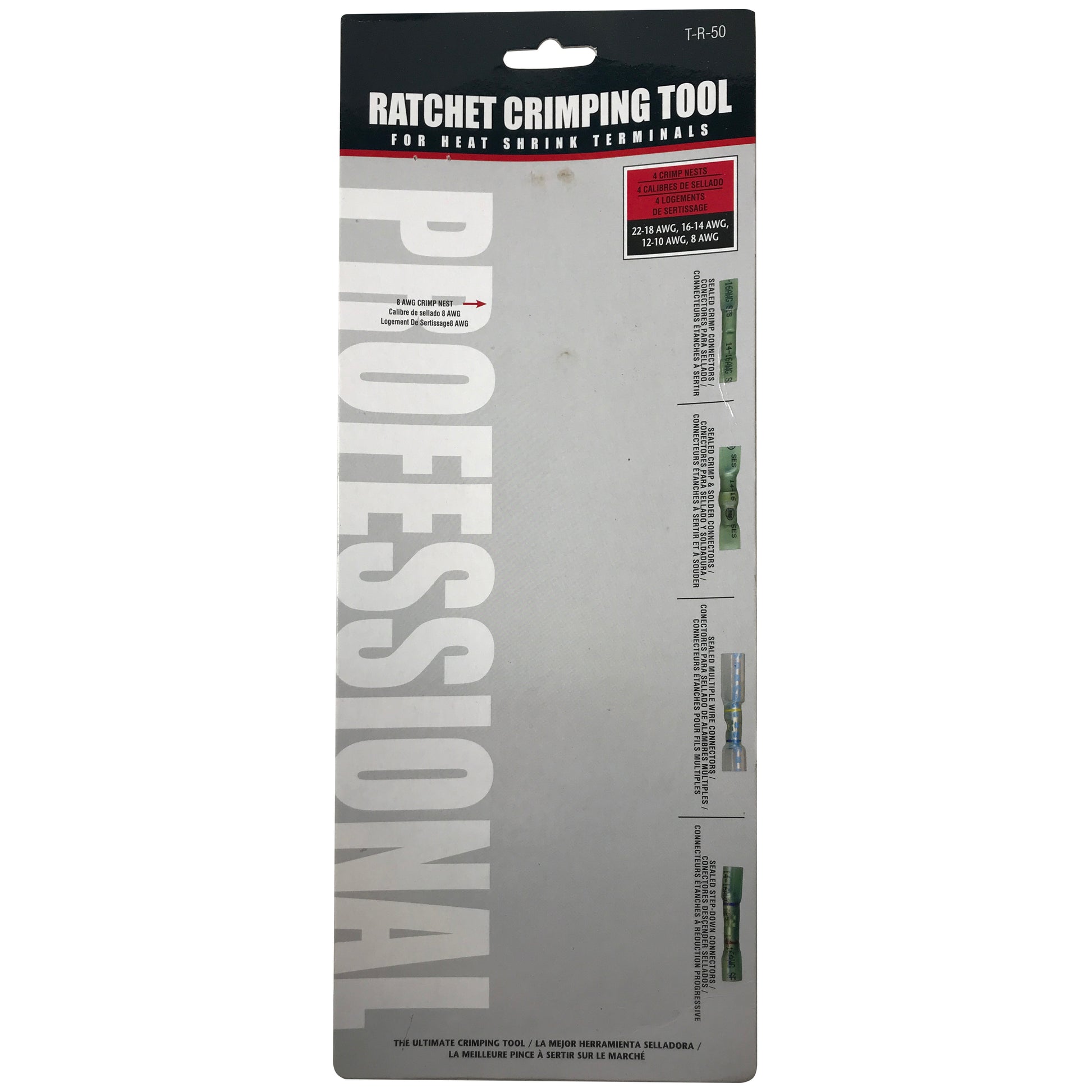 Heavy Duty Ergonomic Ratcheting Crimper Tool For 22-8 Gauge Heat Shrink Terminals
