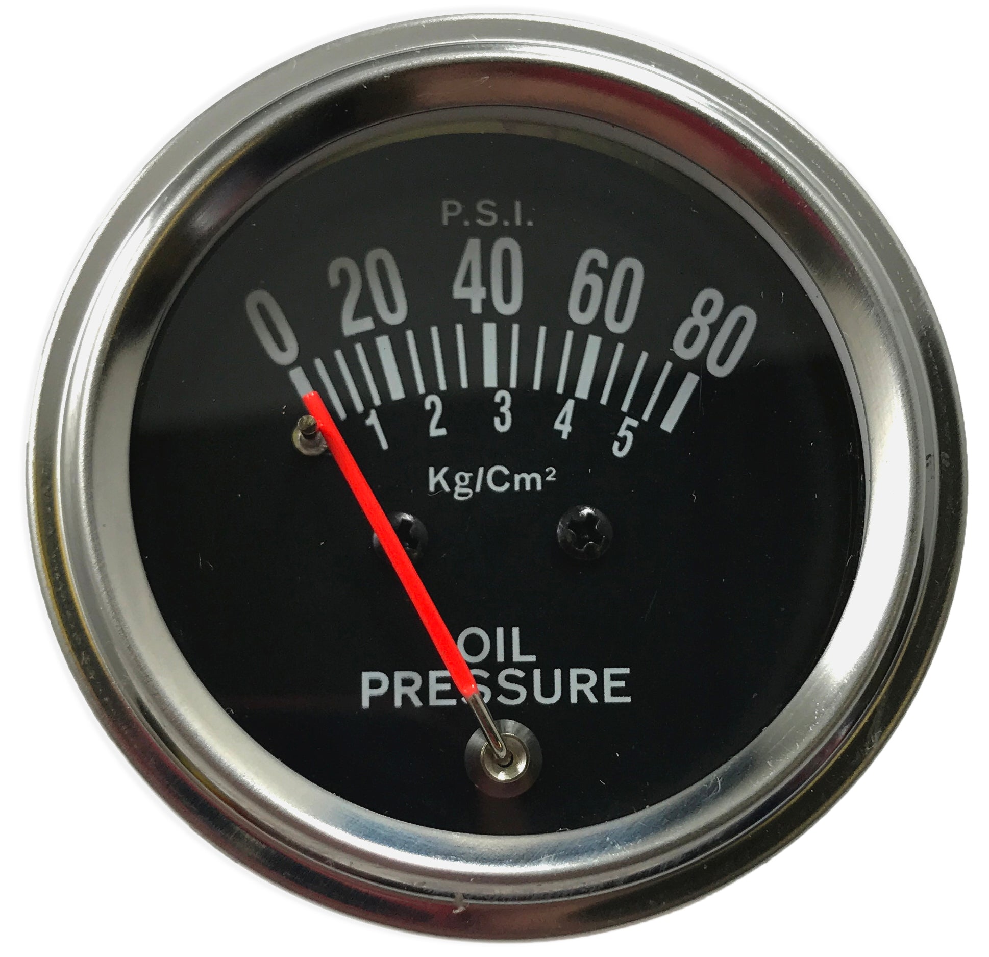Sun East Chrome 2 in.  Inch Mechanical Oil Pressure Gauge Kit 0-80 PSI in.