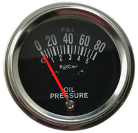 Sun East Chrome 2 in.  Inch Mechanical Oil Pressure Gauge Kit 0-80 PSI in.