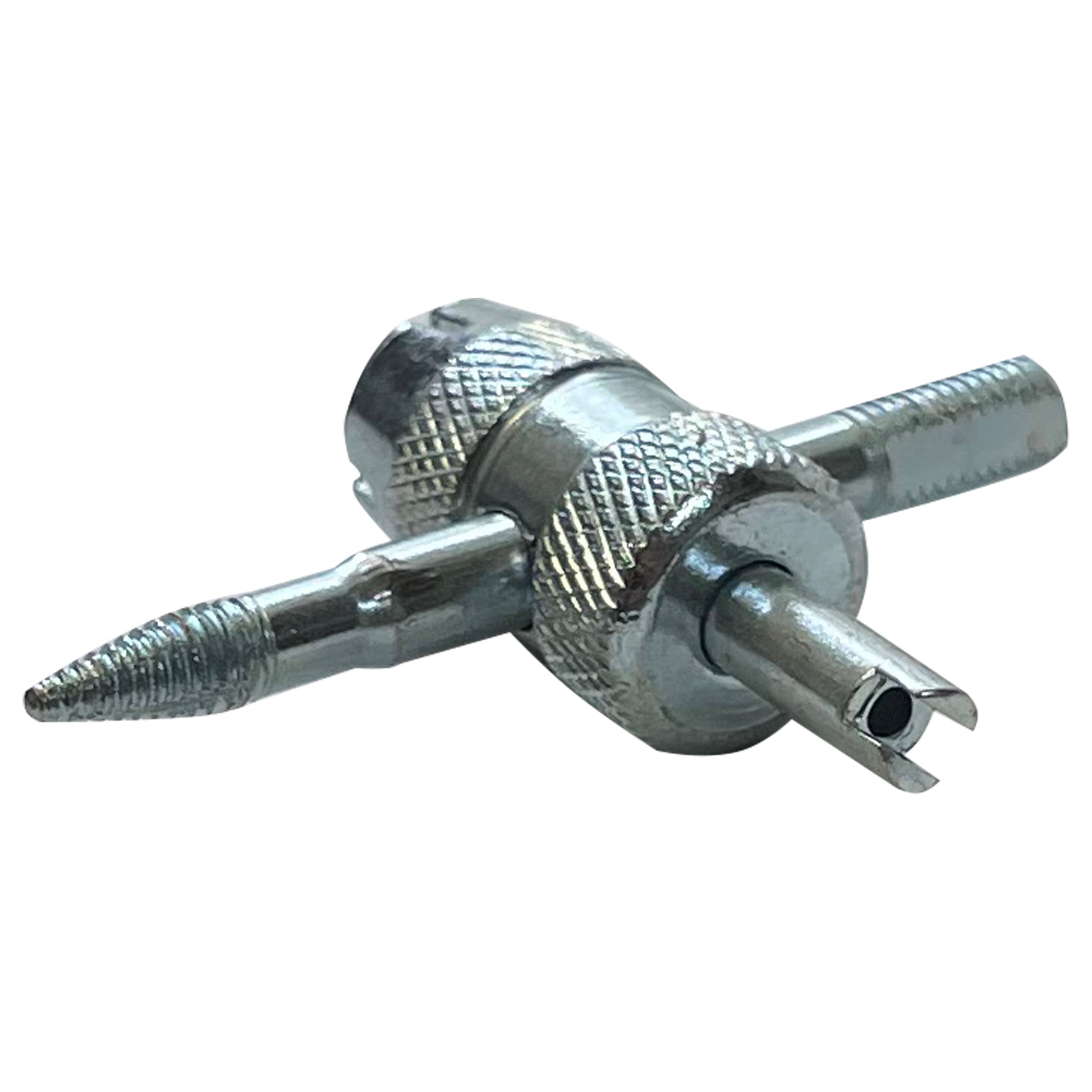 4-Way Tire Valve Core Tool & 4 Valve Cores