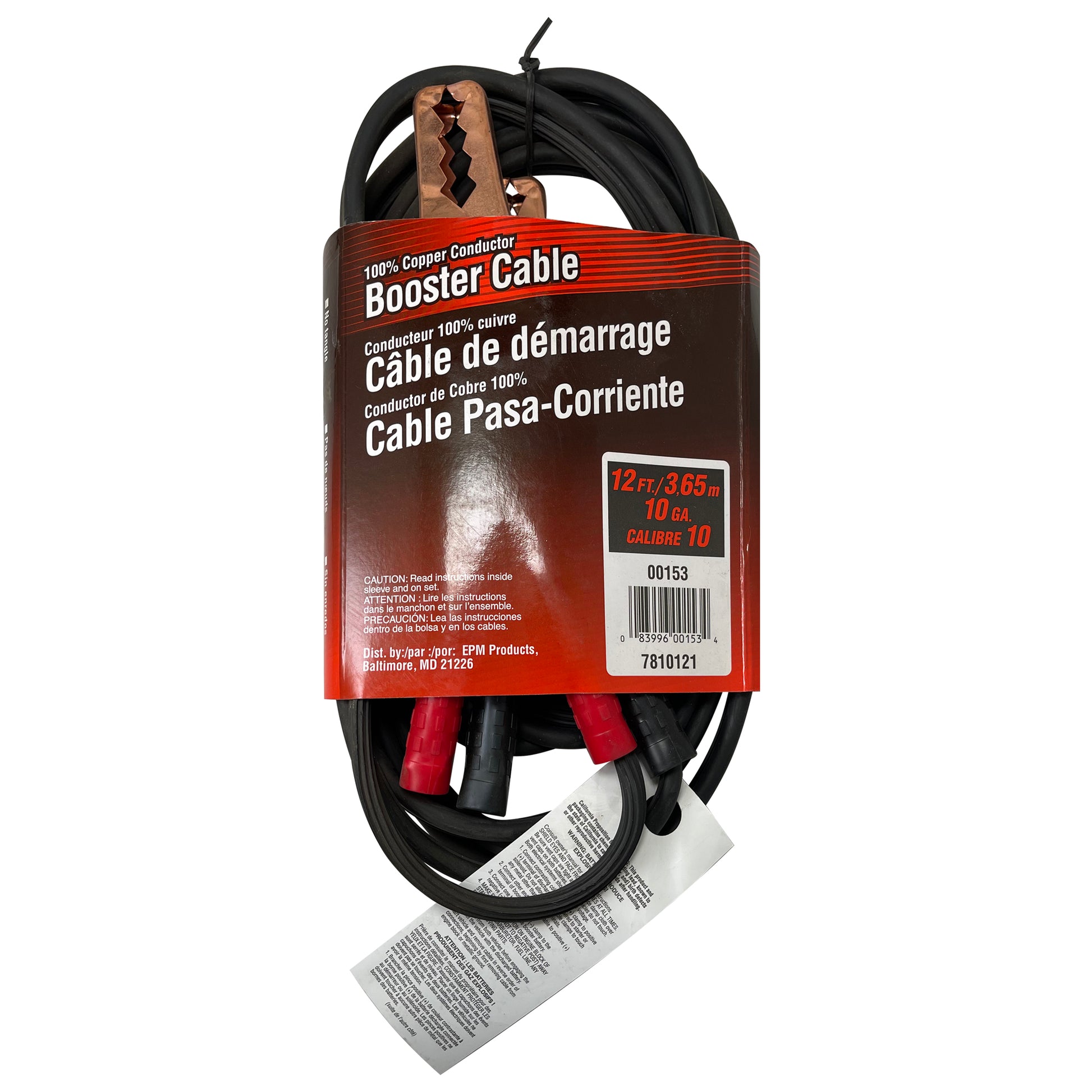 Deka 00153 Heavy Duty 12 FT 10 Gauge Booster Emergency Battery Jumper Cable