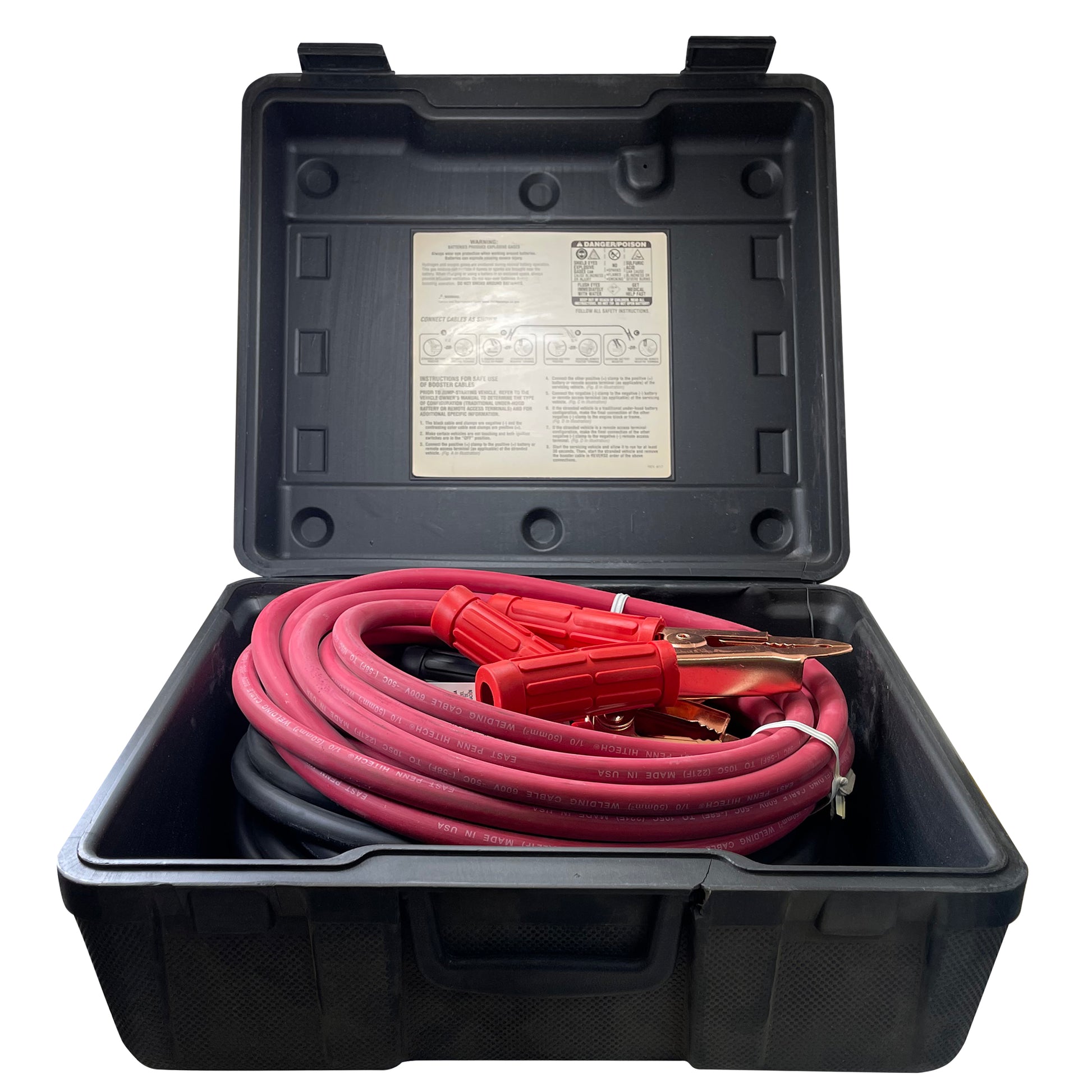 Deka 1/0 Gauge x 20 FT Copper Booster Jumper Cables Clamp Car Battery & Case USA