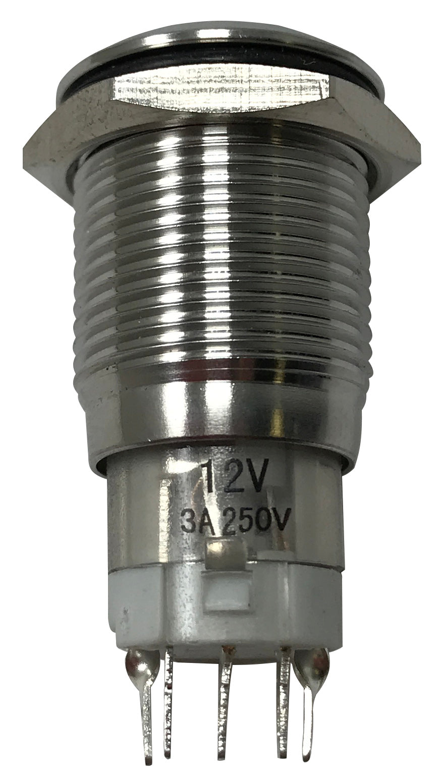 White LED Stainless Metal Latching Push Button Switch On Off 12V - 19mm Mounting