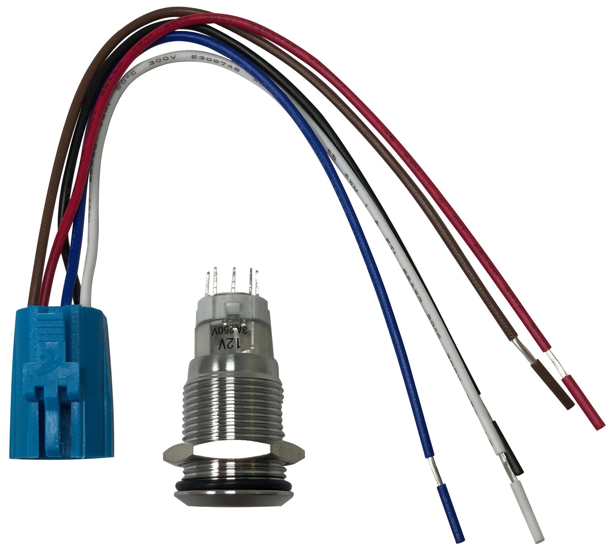 Blue LED Stainless Metal Latching Push Button Switch On Off 12V - 19mm Mounting
