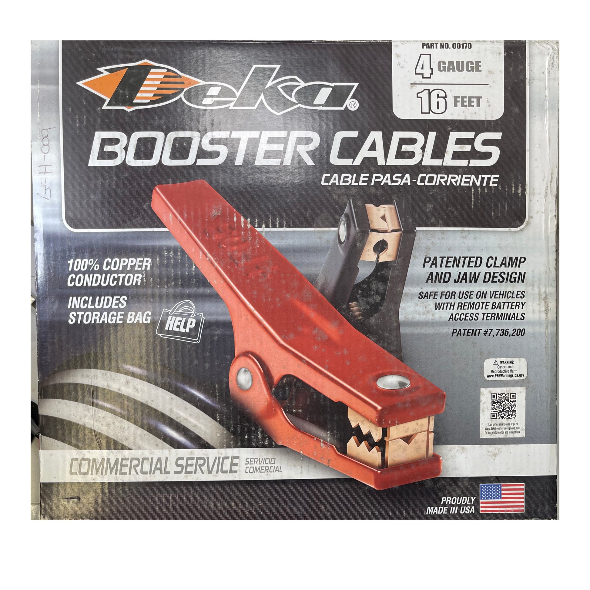 Deka 4 Gauge x 16 FT Copper Booster Jumper Cables Clamp Car Battery & Case USA