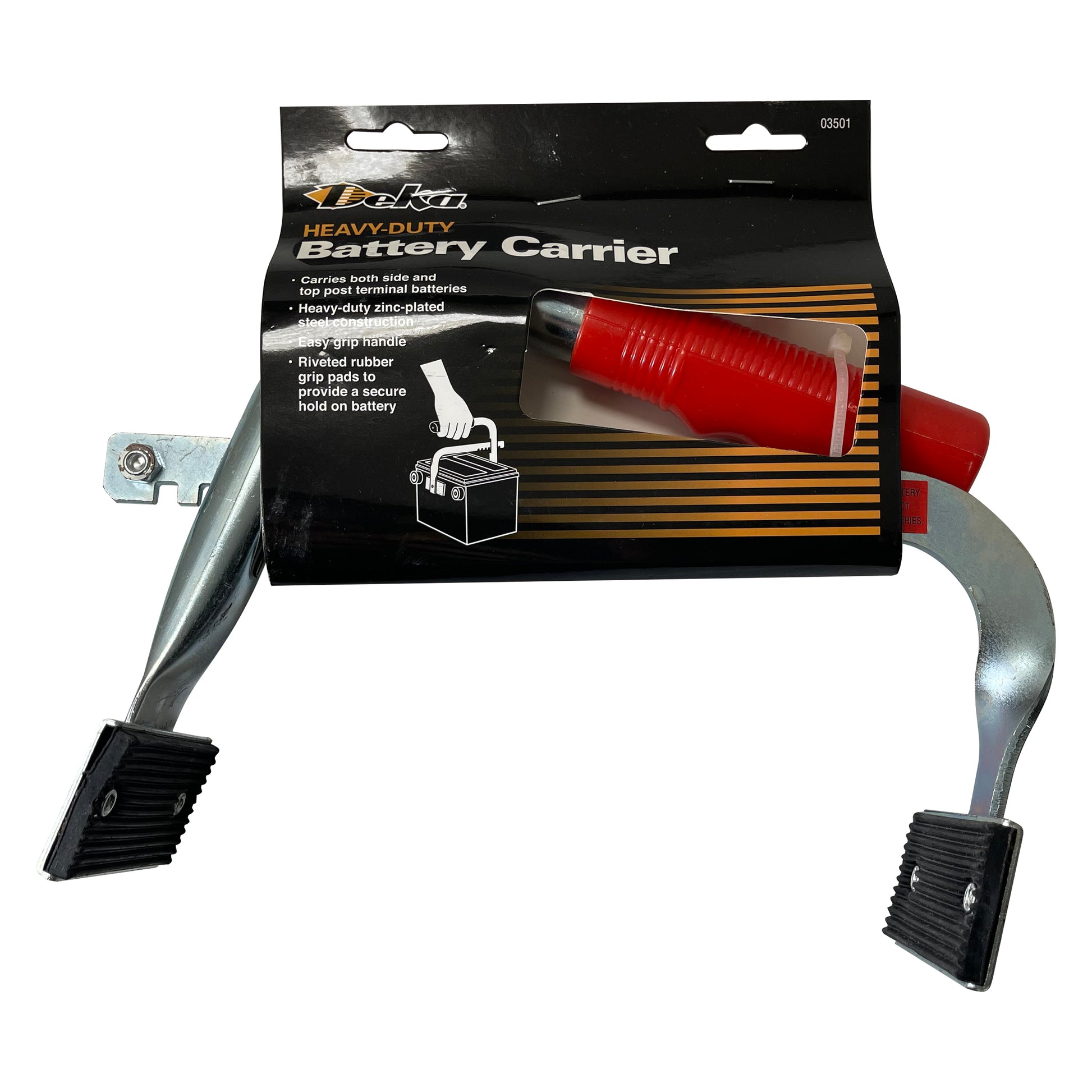 Deka 03501 Universal Heavy Duty Car Battery Carrier Tool with Easy Grip & Pads