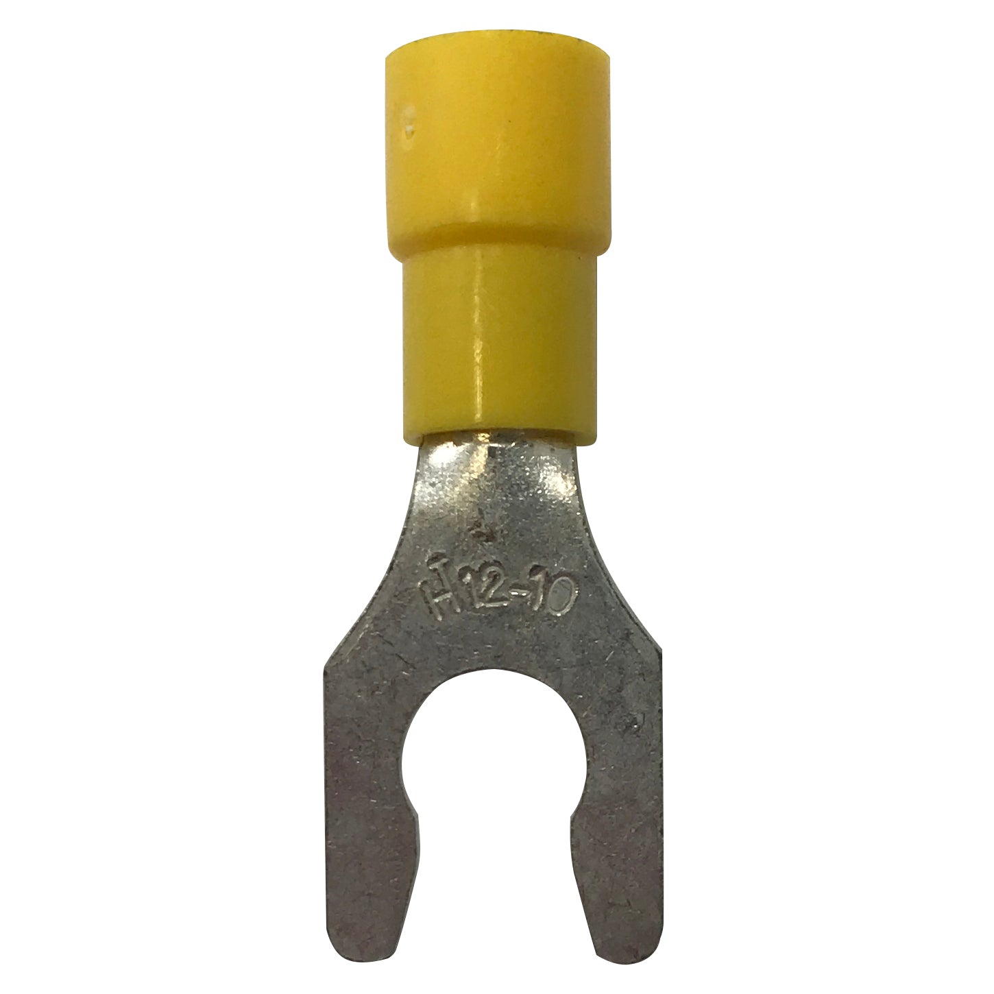 Vinyl Insulated Yellow Spring Spade Terminal 12-10 Gauge 1/4 Stud Conn ...
