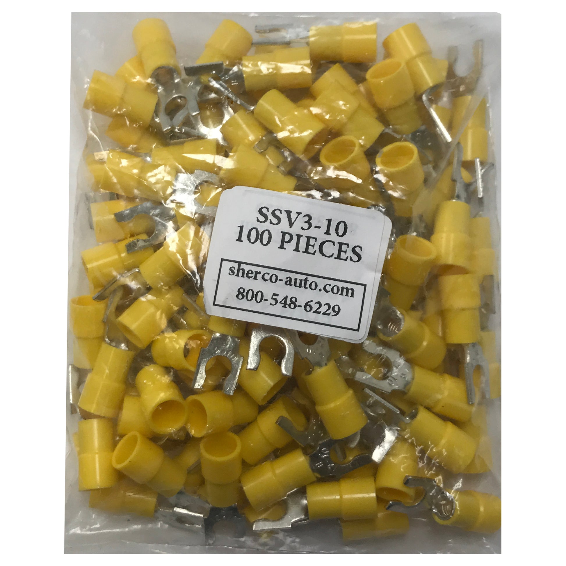 Vinyl Insulated Yellow Spring Spade Terminal 12-10 Gauge #10 Stud Conn ...
