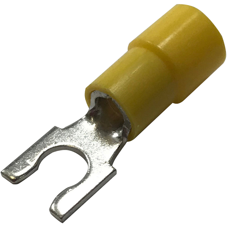 Vinyl Insulated Yellow Spring Spade Terminal 12-10 Gauge #10 Stud Conn ...