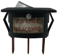 Illuminating Rocker Switch ON / OFF SPST 20A @ 12V W/ Replaceable Lens - Green Amber Blue Red