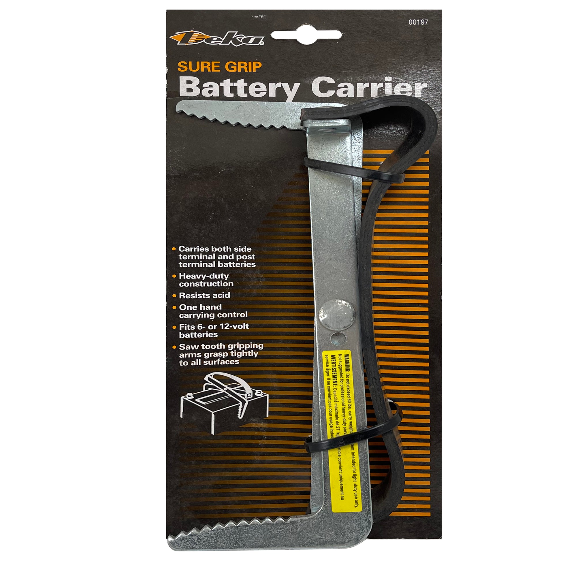 Deka 00197 Sure Grip Heavy Duty Shop Battery Carrier for 6 or 12 Volt